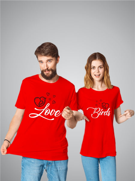 Love Birds - Couple Cotton T-Shirts
