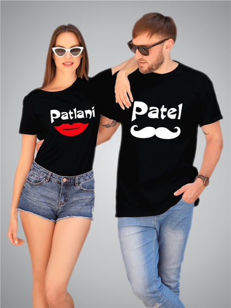 Patel Patlani Couple T-Shirts (English Caption)