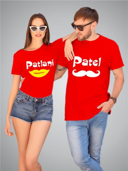 Patel Patlani Couple T-Shirts (English Caption)