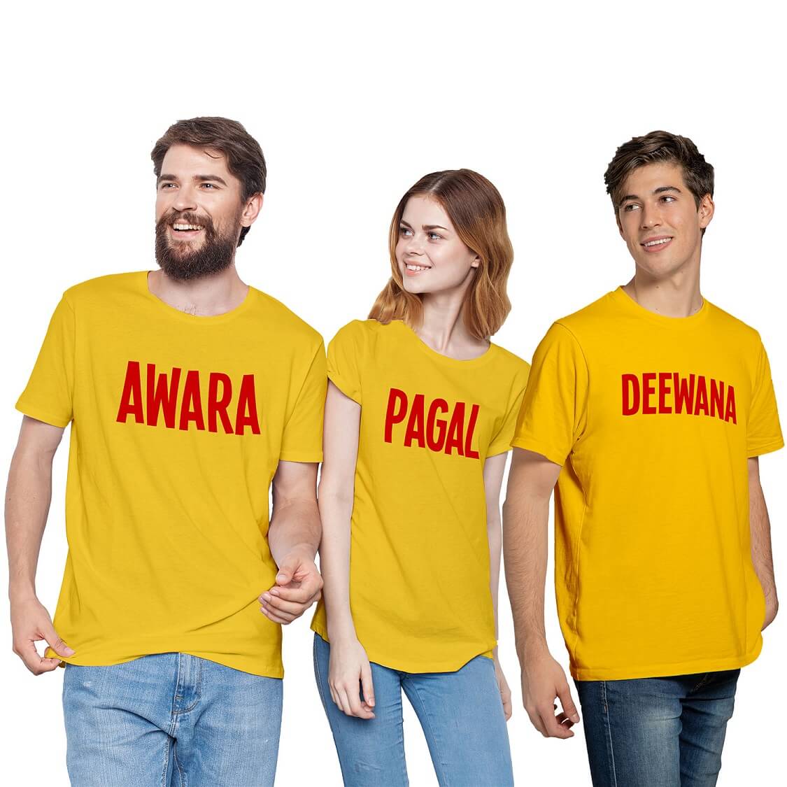 Awara, Pagal, Deewana - T-Shirts For Friends Reunion (Pack of 3)