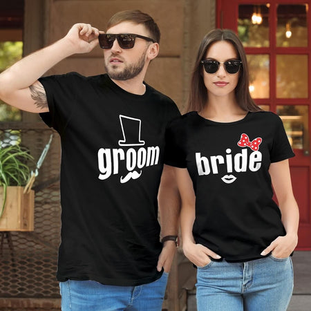 Groom Bride - Black Couple T-Shirts