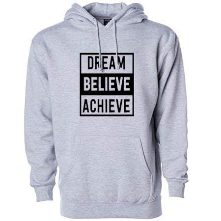 Printed Cotton Hoodies - Unisex Regular Fit | Dream Believe Achieve