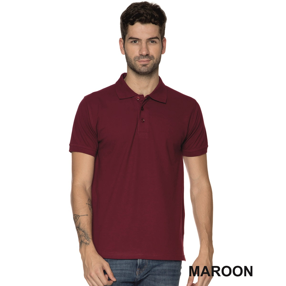 Men Maroon Solid Polo Collar T-Shirts