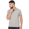 Ruffty Cotton Men Grey Melange Collar T-Shirts With Tipping