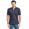 Ruffty Cotton Men Navy Blue Collar T-Shirts With Tipping